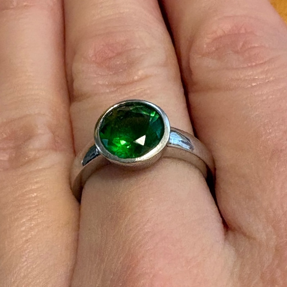 Sterling Silver and helenite Ring- size 6.5